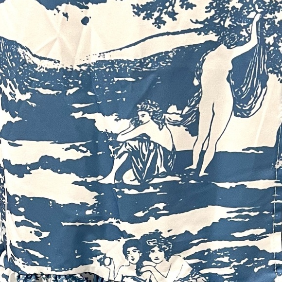 Shein Split Thigh Ruffle Strap Toscana Renaissance Print Dress - Picture 7 of 14